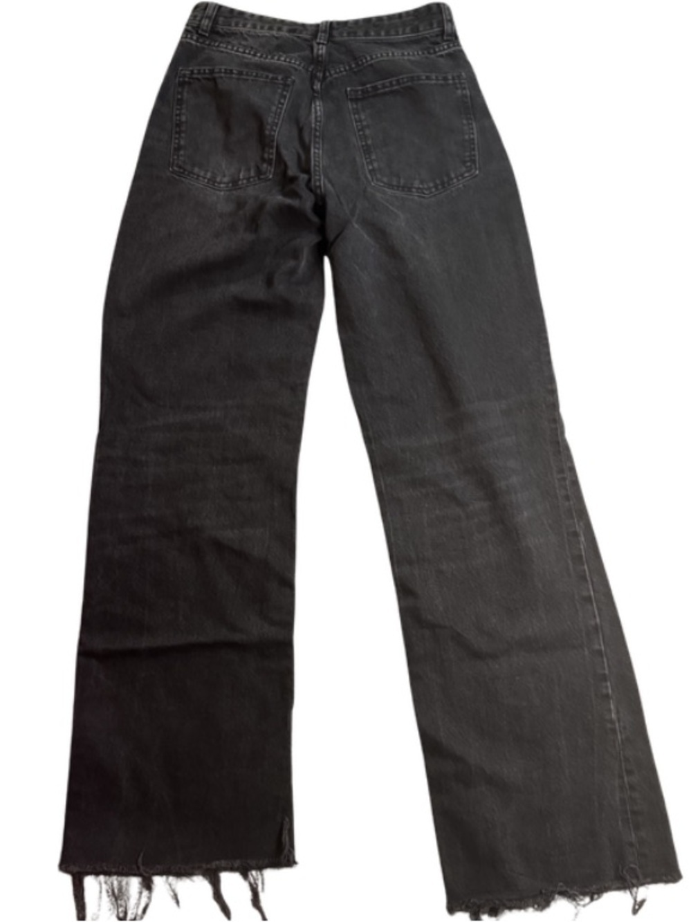 Zara Black Wide-Leg Distressed Hem Jeans 8 - Picture 7 of 12